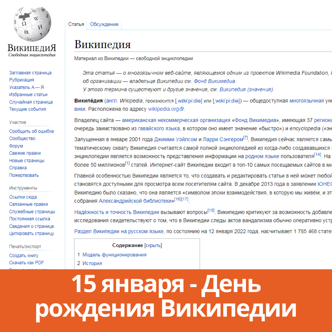 15 января – День рождения Википедии